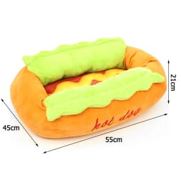 Hot Dog Design Pet Bed Soft Plush Dog Cat Sleeping Mat Removable Washable Pet Bun Sofa Bed