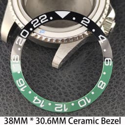 Sloping 38mm * 30.6mm Ceramic/Aluminum Bezel GMT and Diving Watch Insert Fits for 40mm Men's Watch Case Bezel Replacement Insert