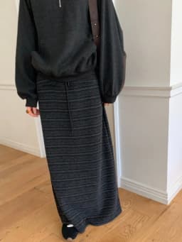Korean Style Fashionable Simple Personality Drawstring Elastic Texture Stripe Slim Mid-Length Half Skirt Women Autumn Winter ...