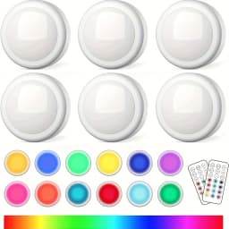 Battery Operated Puck Lights,16 Color Changing LED Push Lights Wireless,Warm/White Rechargeable Light for Under Cabinet,Closet