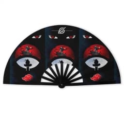 Anime U-Uchihaes Sasuke Japan Folding Hand Fan Custom Red Cloud Polyester Fabric Fan Novelty Summer Accessory Decorative Fans