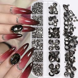 180pcs AB Flatback Glass Nail Art Rhinestones Multi-shape Mixed Diamond Gems Blue Purple Crystal Stones For DIY Nail Decoration