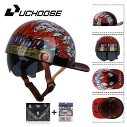 Uchoose Summer Motorcycle Casque DS Baseball Cap Helmet Retro Helmets Vintage Open Face Scooter Cruiser Chopper Gangster
