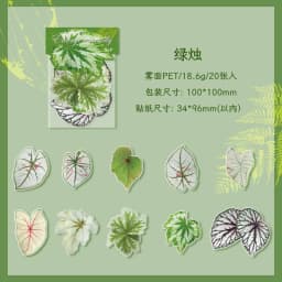 20 pcs Plants Flowers Leaf PET Sticker pack Hand Account Collage Junk Journal Planner Scrapbooking Decor Stationery Stickers