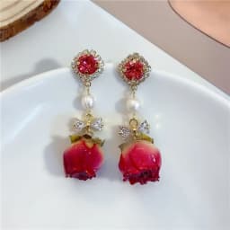 Unique Red Rose Earrings Epoxy Resin Natural Rose Flower Earrings Elegant Immortal Rose Drop Earrings Wholesale Custom Packaging