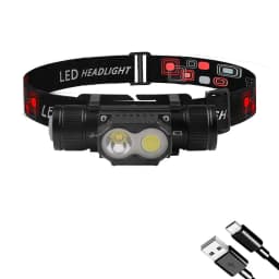 Type-C White Red LED headlamp Fishing 18650 headlight Torch Hunting head lamp Camping Headlamp Memory Function Flash light head