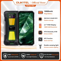 OUKITEL WP58 PRO 5G Rugged Smartphone 24GB(8+16) RAM + 512 ROM, Android 15 NFC 64MP Cellphone with Camping Lamp ,10000mAh 33W