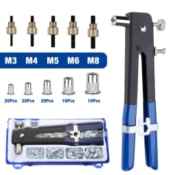 86Pcs Manual Rivet Nut Gun M3 M4 M5 M6 M8 Home Rivet Gun,Insert Nut Quick Riveting Tool, Contains 80 Rivet Nuts,Riveting Machine