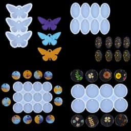 8/12pcs DIY Epoxy Earrings Charms Silicone Mold Round Oval Pendants Resin Mold For Jewelry Making Keychain Tag Casting DIY Craft