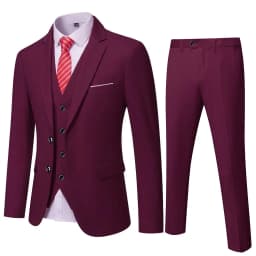 ( Blazer + Vest + Pants ) Men's Suit Slim 3 Pieces Set Solid Wedding Party Prom Groom Best Male Formal Business Suit