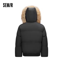Semir Men Down Jacket Detachable Fur Collar Hooded Windproof Water Repellent Winter Casual Couple Outerwear New 2026