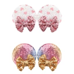 4Pcs Sequin Mouse Ears Hair Clips Glitter Hair Bows Cute Mice Ears Hair Clip Barrettes for Women Girls Hair Accessories for Part