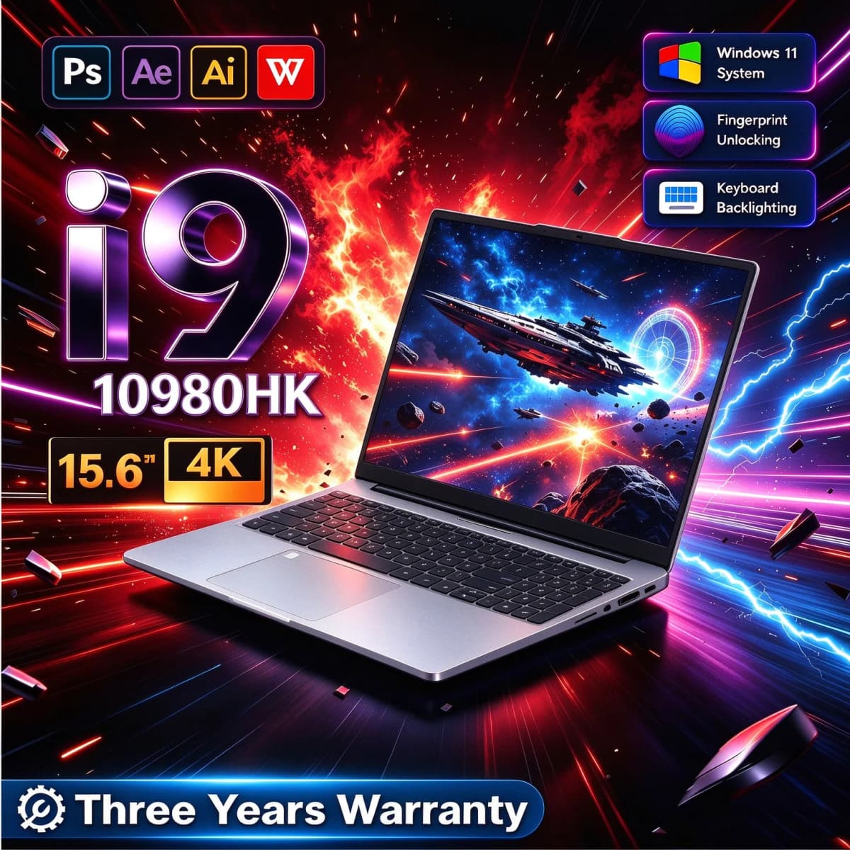 15.6' Windows 11 Pro Laptops Intel Core I9-10980HK 16GB RAM 1TB SSD Office Gamer Study Notebook Computer PC