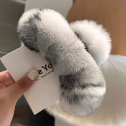 Natural Rex Rabbit Fur Big Crab Hair Clip for Girls Rabbit Hair Claw Clips Cute Ponytail Women's Barrettes Fluffy Hair Crab
