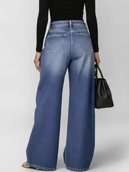 UCXQ Casual Solid Wide Leg Jeans Grommet Button High-Waisted Versatile Clothes 2026 Fashion Tide Summer Women's New 23Z5809