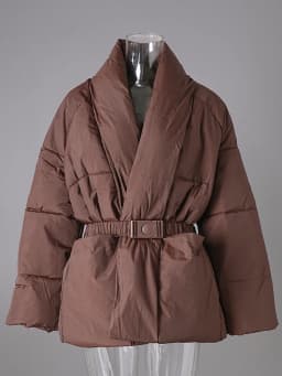 [EAM] Black Belted Big Size Keep Warm Cotton-padded Coat Long Sleeve Women Parkas Fashion Tide New Autumn Winter 2026 2Z2885
