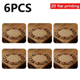 4/6/10pcs Placemat Round 2D Flat Autumn Leaf Wreath Print Table Mat Retro Fall Color Heat Insulation Dining Decor Pad