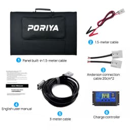 PORIYA 12V 300W Folding Solar Panel Blanket Flexible Solar Mat Mono Charging Power USB