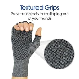 1 Pair Half Finger Compression Gloves Grey Relieve Arthritis Pain Instantly with Anti-Slip Pressure Gloves for Men and Women