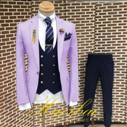 Men's Suit Business Jacket Dark Gray Jacket Navy Blue Vest Pants 3-Piece Set Slim Fit Wedding Tuxedo for Men