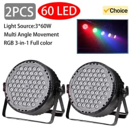 2PCS 60*3W LED Par Lights DJ Party Restaurant Disco Lights DMX512 Control Full Color Stage Lights Audience Festival Ambient Lamp