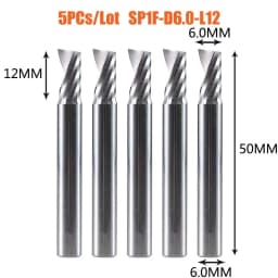 Dreanique 5pc/lot Single Flute Spiral End Mill CNC 3D Advertisement Engraving 1 Flute Bit for wood Acrylic Aluminum Plastics Cut
