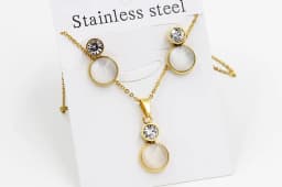 Simple серьги Cubic Zirconia Pendant Necklace Earrings Set Korean Style Stainless Steel Jewelry Set for Women Wedding Wholesale