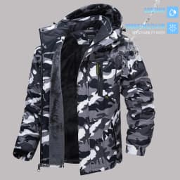 TACVASEN Men's Ski Parka Jacket Waterproof Fleece Lined Insulated Thermal Snowboard Sports Work Winter Jacket with Detached Hood
