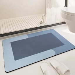Square Diatomaceous Earth Bath Mat Non Slip Rubber Backing Super Absorbent Thick Bathroom Rug for Toilet Entryway Hallway