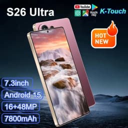 K-Touch Smartphone For S26 Ultra 5G Cell Phone 7.3 Inch 7800mAh Battery Mobile Phones Full Display Android 48MP Camera 22GB RAM 2TB ROM Face ID 5G Dual SIM Unlocked Android 15 Cell Phone with FM Radio GPS
