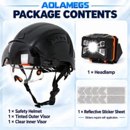 CE Construction Safety Helmet with Head Lamp Double Goggles Reflective Stickers ANSI Hard Hat Industrial Work Head Protection