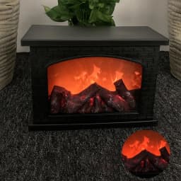 HOMEFISH Christmas Fireplace Flame Light Charcoal Style LED Table Lamp Warm Ambient Lighting for Holiday Winter Party Home Decor