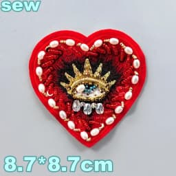 Embroidery Sequined Alphabet Pearl Letter Cross Patch,sequins Heart Beaded Eye Patches Badges Appliques for Clothing WF2210252