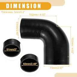 UXCELL 51mm ID to 63mm ID 51mm ID to 76mm ID Universal 90 Degree Elbow Silicone Hose Coupler Turbo Intercooler Intake Piping