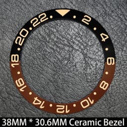 Sloping 38mm * 30.6mm Ceramic/Aluminum Blue Luminous Bezel GMT and Diving Watch Insert Fit for 40mm Watch Case Replacement Watch