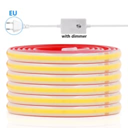 COB LED Strip Light Dimmer Switch EU UK Power Kit 220V 230V 3000K 4000K 6000K 288LED Bright Flex Tape Waterproof Linear Lighting