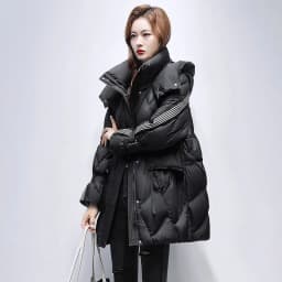 Winter Down Cotton Jacket Mid length Women's New Design sense Spliced Warm Thicken Parka Coat Female Loose Hooded Casual Jackets