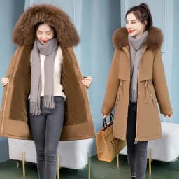 plus Size Loose Parka Thiened down Cotton Jaet Women's Mid-Length Korean Sle New Waist-Cinching 200 Pou Fat MM Cotto...