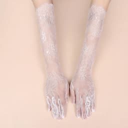 1 Pair Long Length Lace Gloves Thin Material Hollow Out Wedding Gloves Floral Pattern Transparent Opera Gloves Bridal Wedding
