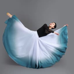 Women's 360-720 Degrees Big-hem Dance Skirts Gradient Color Chiffon Maxi Skirts Elastic-waist Elegant Square Dance A-line Skirts