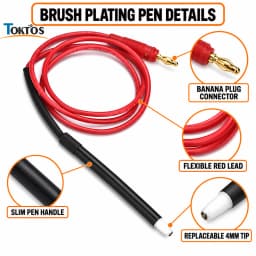 TOKTOS Brush Plating Pen Kit with 10 Replacement Tips 20-44mm Jewelry Gold Silver Electroplating Repair Pen Accessories