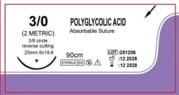 Veterinary Absorbable Sutures, Polyglycolic Suture (0/2/3/4 Medical Suture) (12 Pcs/90cm Round/Reverse Suture Thread)