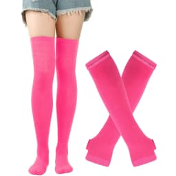2 pairs,Women's Striped Over The Knee Thigh High Stockings, Multi-color Casual Long Socks