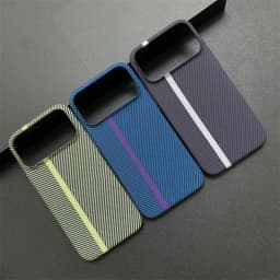Contrast Clash Color Carbon Fiber Thin Matte Case for iPhone 17 Pro Max 16 15 14 13 12 11 Stripe Pattern Shockproof Bumper Cover