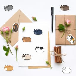 100-500Pcs Cartoon Cat Roll Stickers DlY Party Guitar Phone Decoration Label Stationery Name Stickers Animal Decal Kid Toys