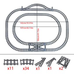 Train Track Railroad Accessories - City Train Track System with Railroad Crossing, Compatible with Major Brand Trains in Buildin
