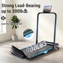 Under‑Desk Walking Pad Treadmill With Foldable Handrail, 2‑in‑1 Walk Jog Run Machine, 3.5HP Ultra‑Quiet Brushless Motor, 300LBS Capacity, 12‑Speed Wireless Remote, Shock Absorption Cushioned Belt, LED Real‑Time Display for Home Office Small Apartment