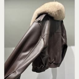 Natural Lambskin Leather Jacket for Women, 100% Genuine leather Fox Fur Leather Women Coat, Long Sleeves, H9021
