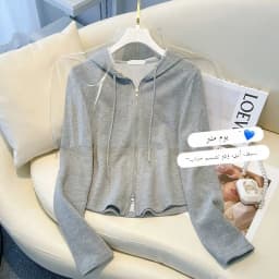 Korean Style Women's Zipper Hoodie Double Headed Slim Fit Short Base Shirt Brushed Fleece Jacket Outerwear Long Sleeve