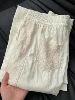 Zoki Lace Patchwork Sweet Pants Women Casual Korean High Waist Fashion Straight Trousers Loose Chic Female Summer Design Pants